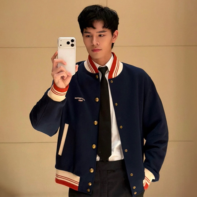 lv louis vuitton embroidered color block baseball jacket